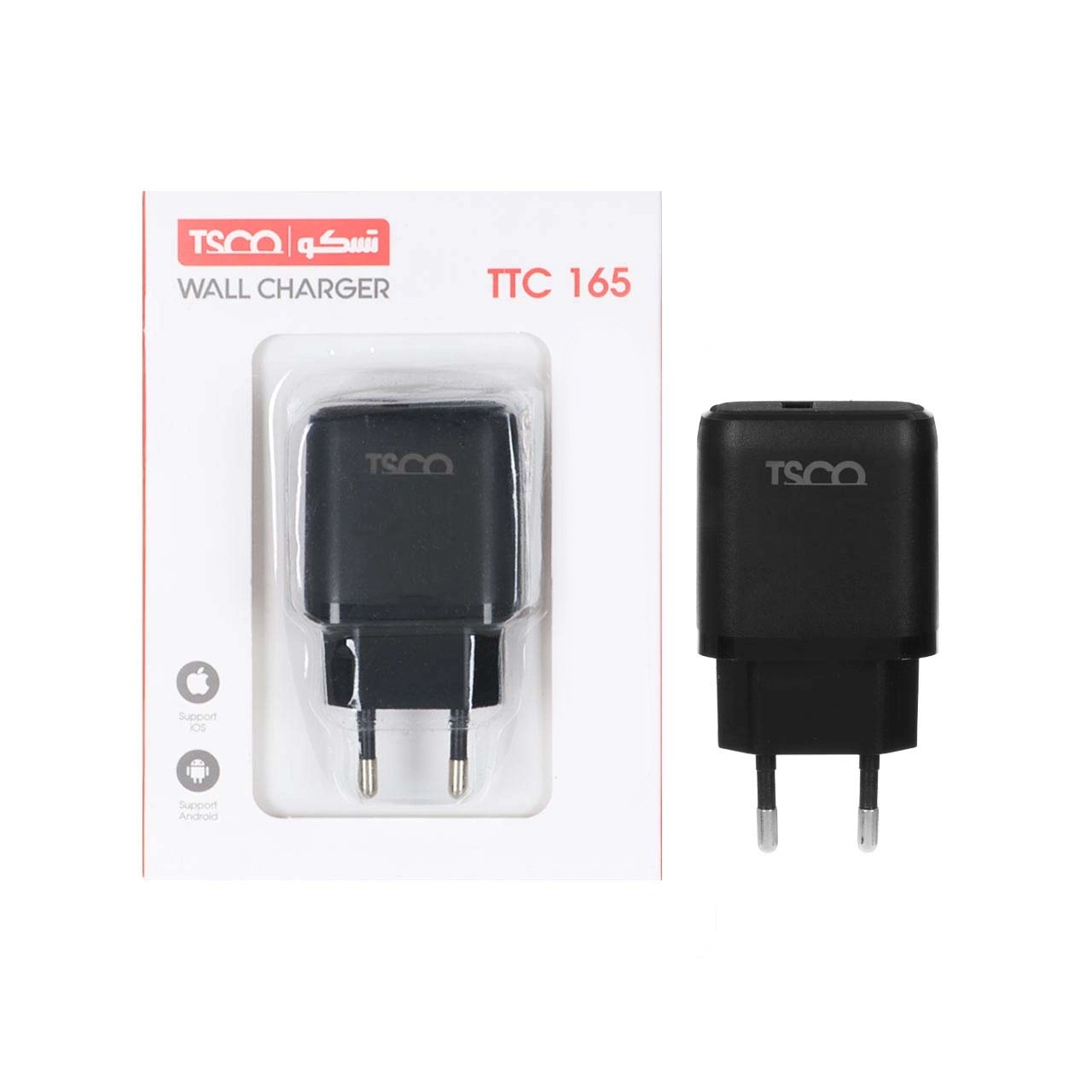 شارژر دیواری تک پورت TSCO مدل TTC 165 10W - مشکی (گارانتی 12 ماهه تسکو)