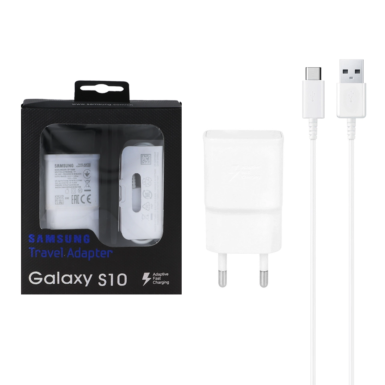 شارژر دیواری تک پورت SAMSUNG مدل TA20C S10 - سفید - به همراه کابل YSP - Type-C