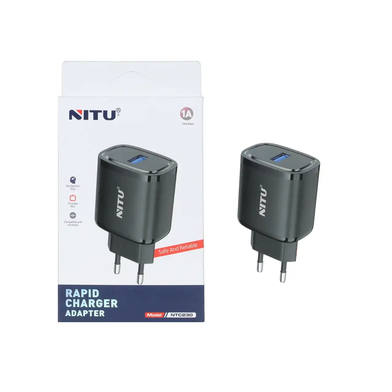 شارژر دیواری تک پورت Nitu مدل NTC230 - مشکی (گارانتی12 ماه تعویض نیکان همراه)