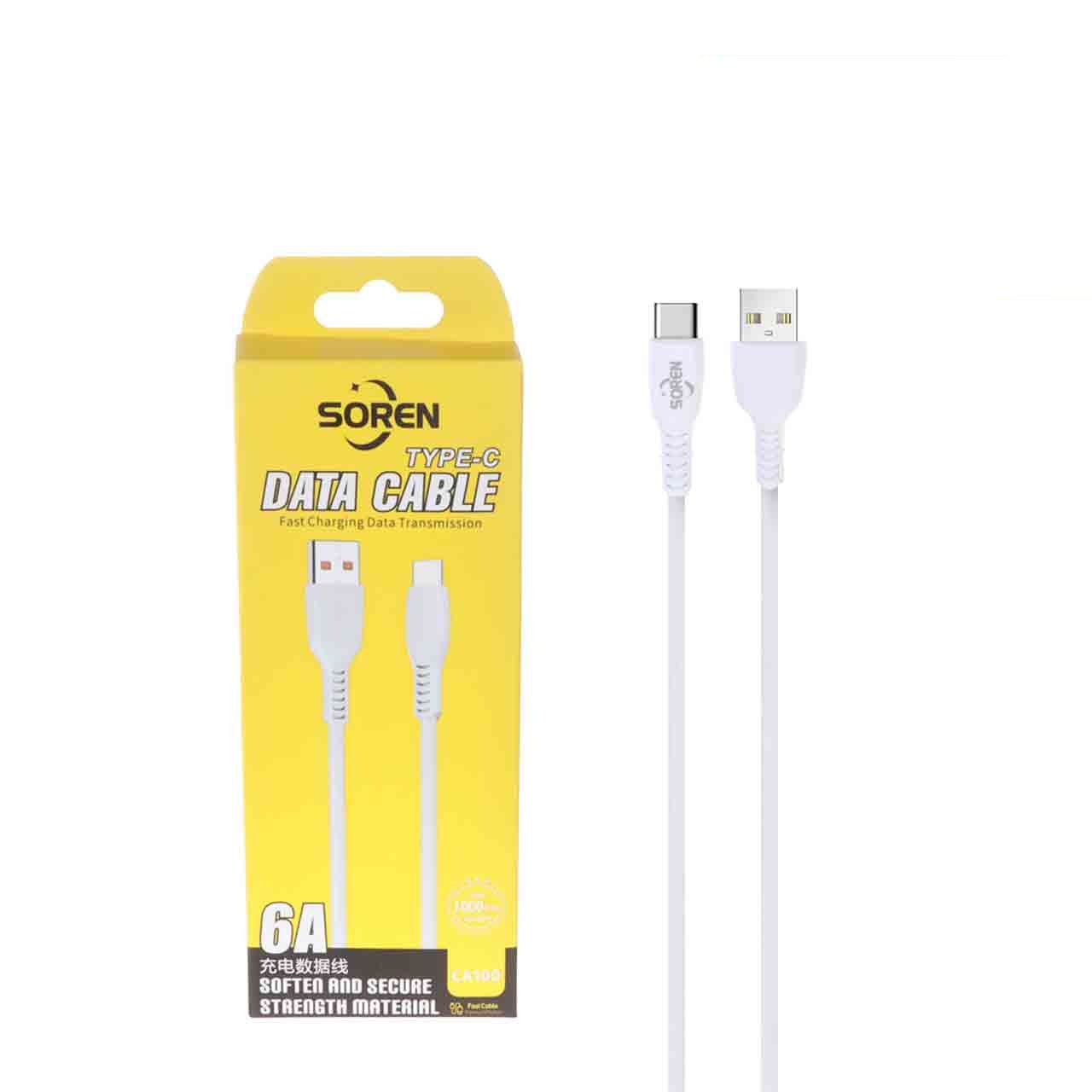 کابل شارژ فست Soren Type-C مدل CA100 - سفید - (گارانتی شش ماهه شرکتی) (t)